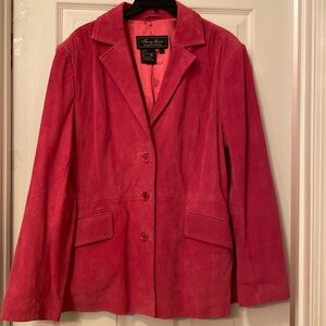 Suede Blazer by Terry Lewis classic luxuries, size Large, fuchsia color